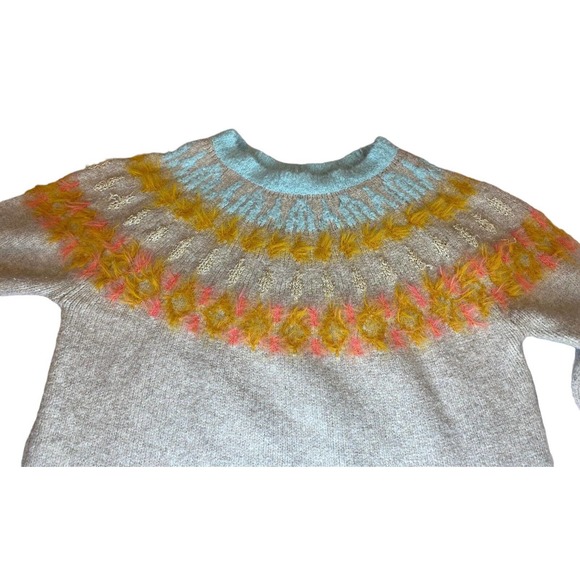 Sleeping On Snow Sweater Size XS Anthropologie Wool Blue Gray Orange Pullover - Picture 3 of 8